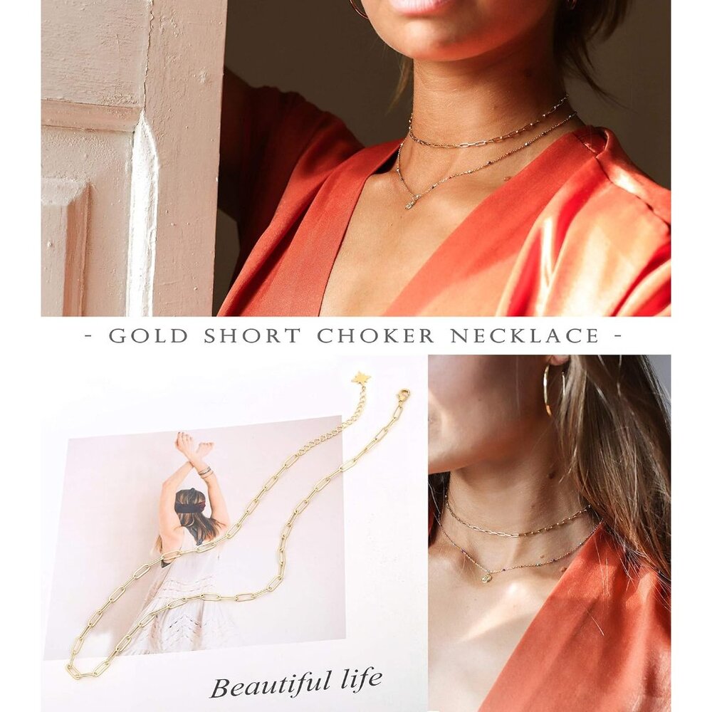 18K Gold Plated Paperclip Chain Choker Satellite Chain Freshwater Cultured Biwa - Picture 5 of 6